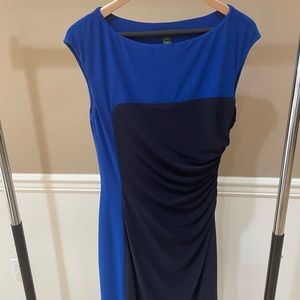 Ralph Lauren sleeveless sheath dress in color block blue and black. size 10